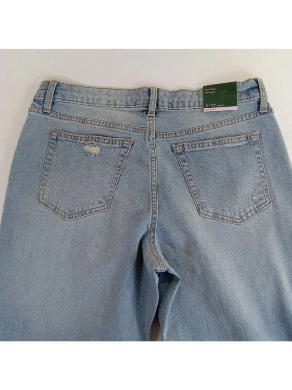 Wild Fable EasyRigid Size 8 Mid-Rise Straight Jeans Distressed Denim Medium Wash